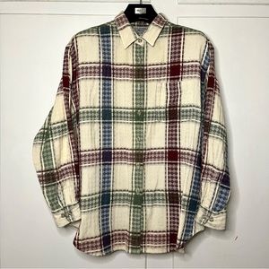 Vintage 80s/90s Lemon Grass Southwestern Textured Big Plaid Flannel Shirt